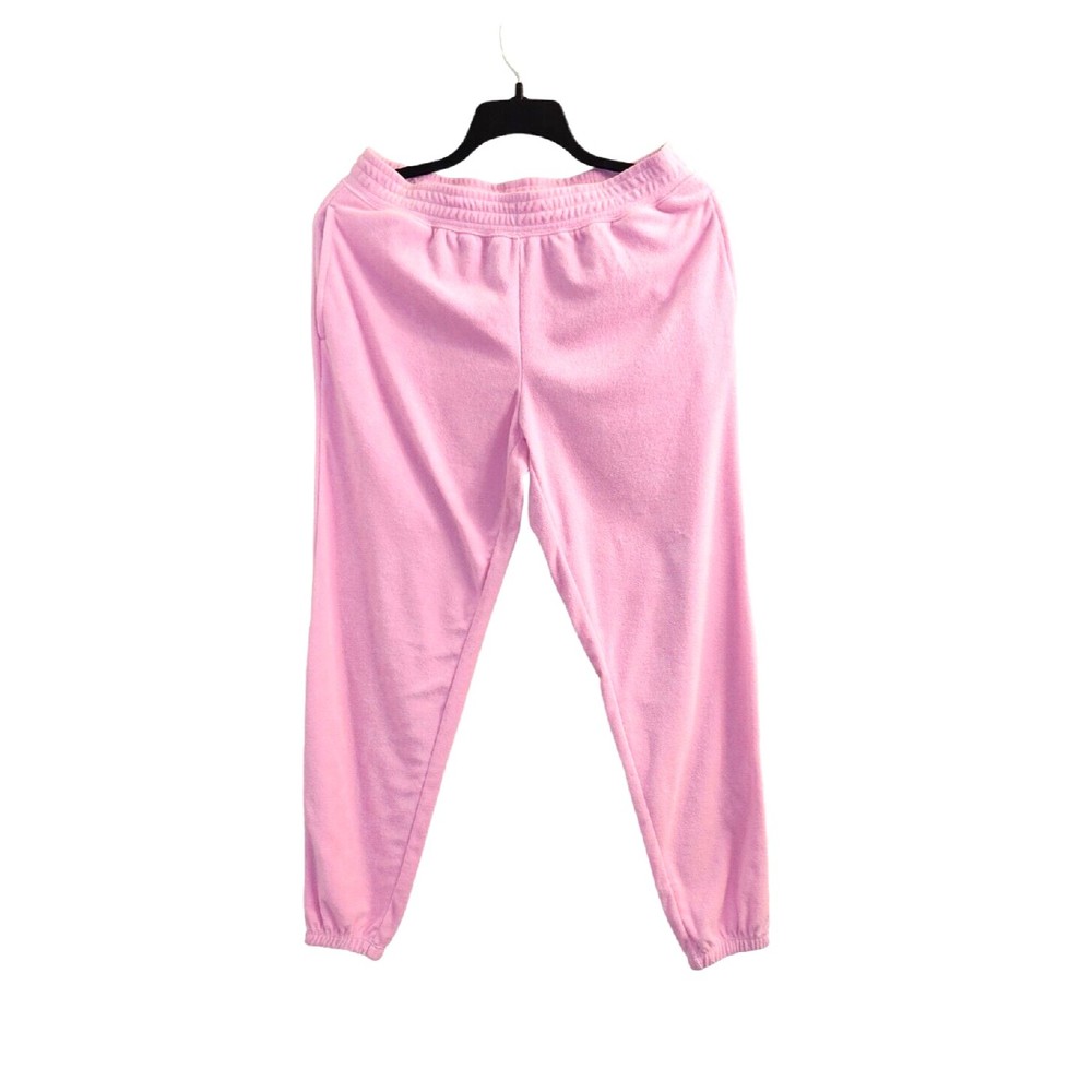 NWT Jenni Women's Smocked-Waist Terrycloth Jogger Pants, Pink Heat, Size: M